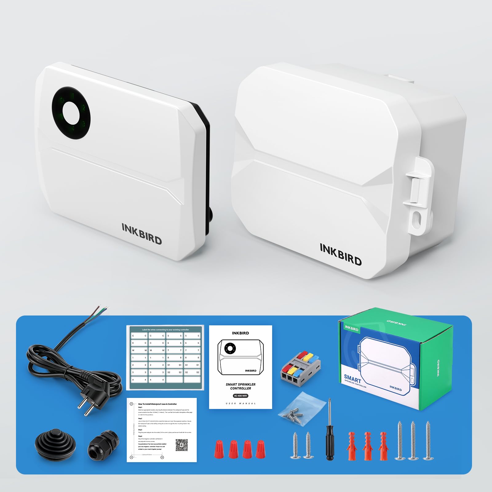 Inkbird IIC-400 Centralina Irrigazione WiFi 4 Zone con Scatola Impermeabile | Irrigazione Automatica WiFi per Giardino,Memoria Non Volatile Integrata,Supporto Sensore di Pioggia e Modalità Manuale