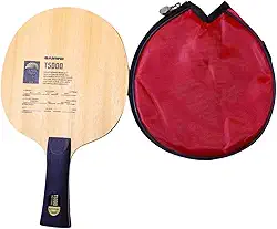 Raquete T5000, 5 Folhas de Madeira e 2 de Carbono, com Capa Protetora Vermelha Tênis de Mesa