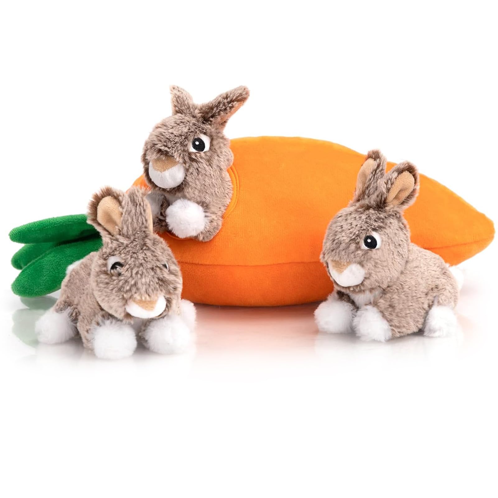 Hollypet Hide and Seek Hundespielzeug mit Quietschelement, interaktives Puzzle, Plüsch, gefüllt, für Welpen, Kaninchen und Karotten