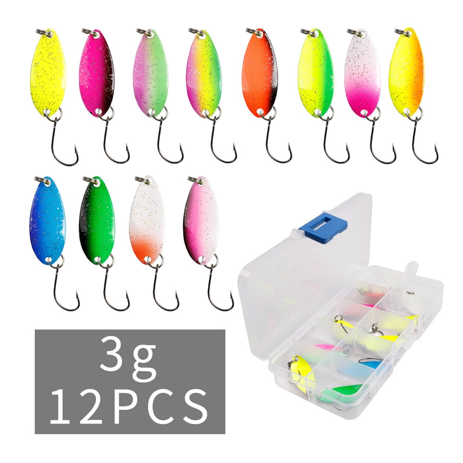 INEOUT Set di Esche da Pesca Esca da Pesca in Metallo for Lago Mare Carpa Spigola Wobbler Mini Spinner Trota Jig Scatola Rigida Kit Accessori
