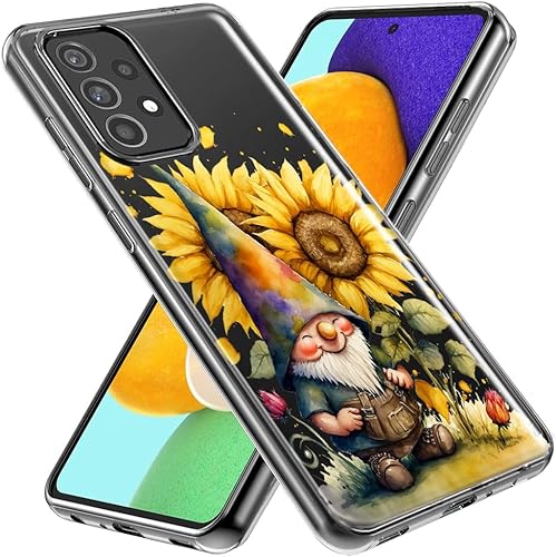 Miniatura 2 de Mundaze - Case for Samsung Galaxy A32 Slim Hybrid Shockproof Hard Shell Soft TPU Heavy Duty Protective Phone Cover - Cute Gnome Sunflowers Clear