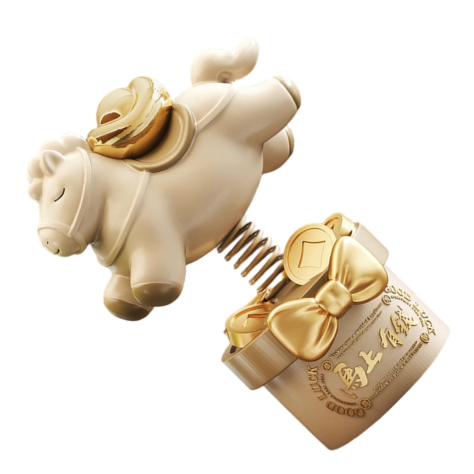 TOPBATHY Statuetta Cavallo in Resina Beige, Decorazione Elegante da