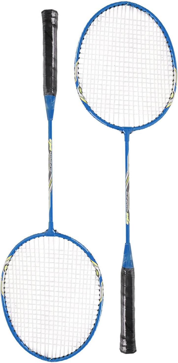 Badminton Racket, Lightweight Training Racket with Iron Alloy Frame Firm Grip for Sports Practice (Blue)