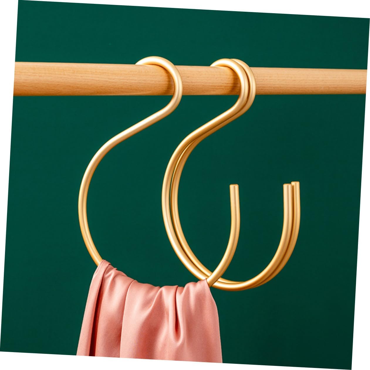Xmas 2pcs S Shaped Scarf Hanger Organizer Golden Aluminum Alloy