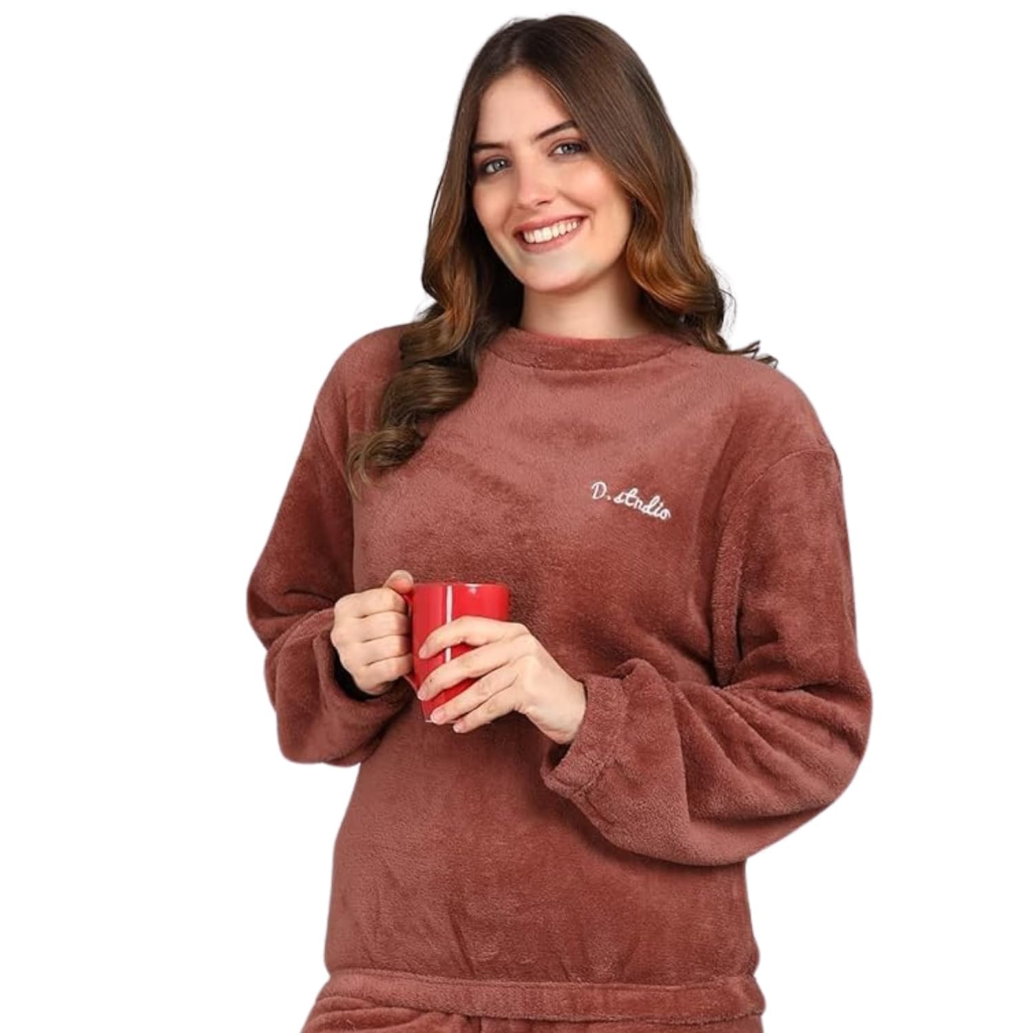 eleg & stilance Women’s Winter Fleece Hoodie Top | Ultra Soft, Warm, Loose Fit Pullover with Kangaroo Pocket & Hooded-picture-13