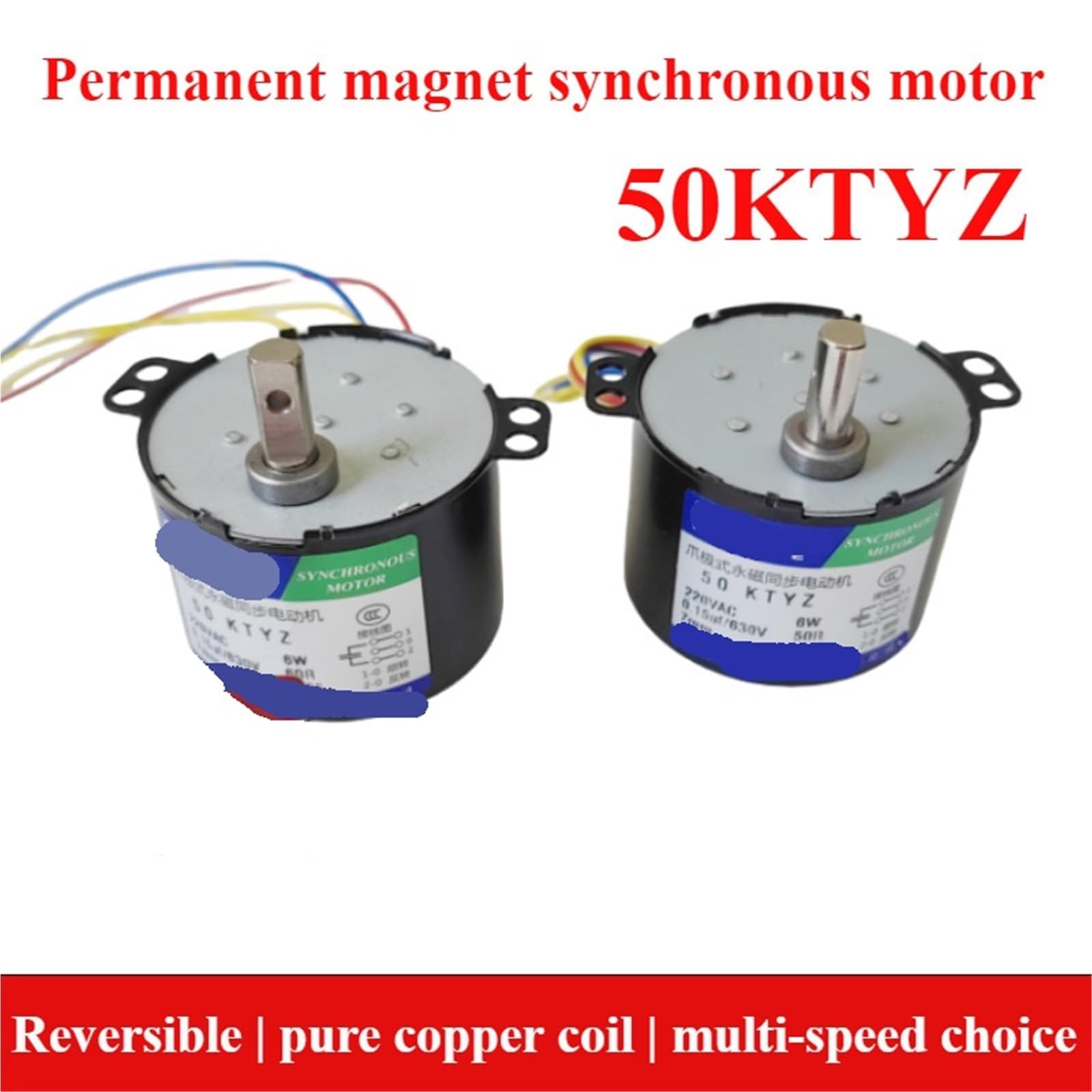 1 motorreductor reversible de 50 KTYZ, 220 V CA, 6 W, reductor de velocidad síncrono(1rpm)
