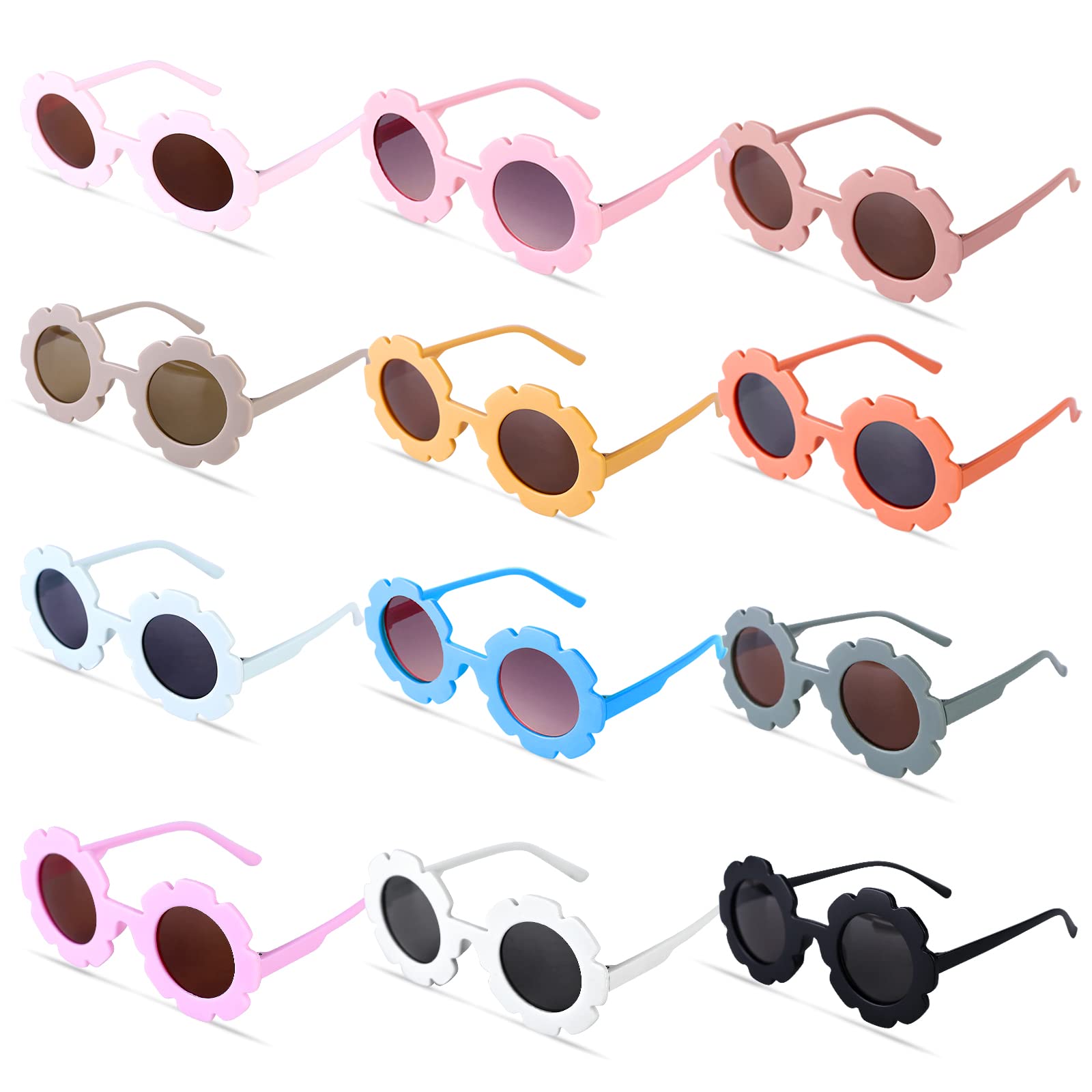 ZUOLUN 12 Pairs Flower Sunglasses Kids Bulk, Round Flower Glasses for  Girls, Colorful Flower Shaped Sunglasses Toddler Girls, Baby Cute Outdoor  Beach