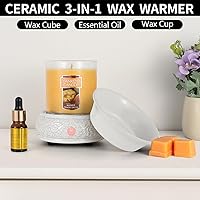 Vista 4 de mocosa Calentador de cera derretida para calentador de velas de cerámica perfumada, quemador de cera de fragancia para el hogar, regalos para Blanco