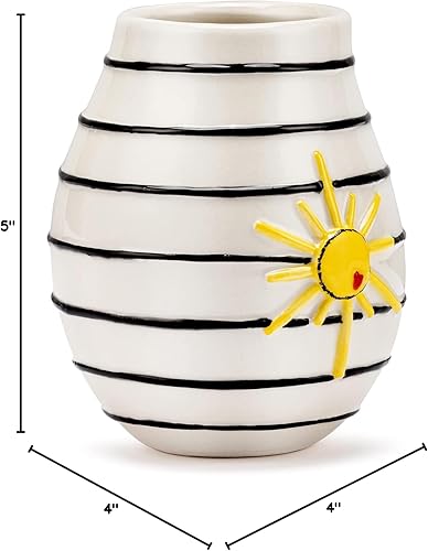 Miniatura 16 de DEMDACO Jarrón decorativo grande de 5 x 6 pulgadas, diseño de corazón rojo con lunares negros Punto negro,Casa Amarilla,Sol