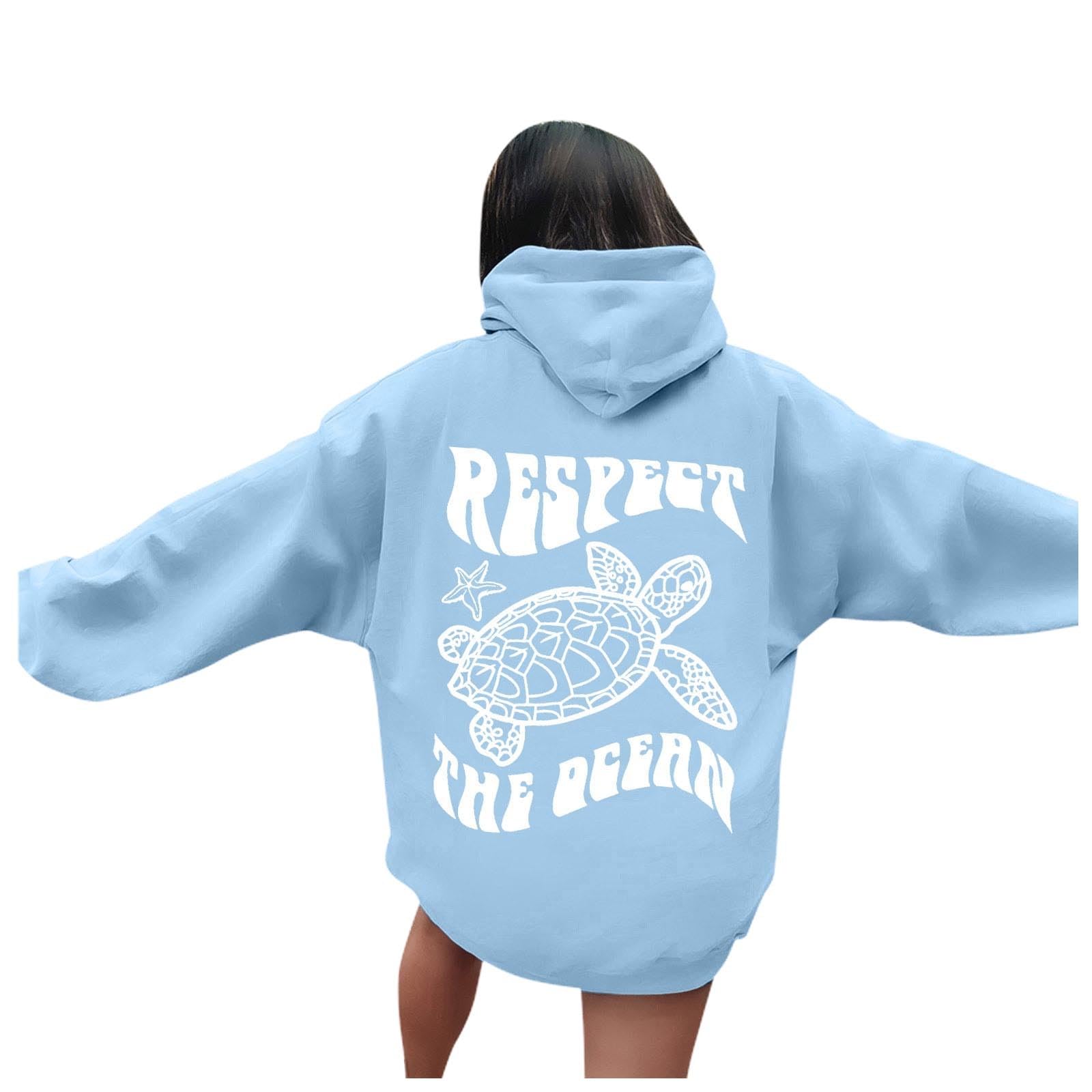 Sweat à capuche pour femme - Sweat à capuche surdimensionné - Avec imprimé tortue - Haut ample - Loose - Loisirs - Hauts streetwear - Manches longues