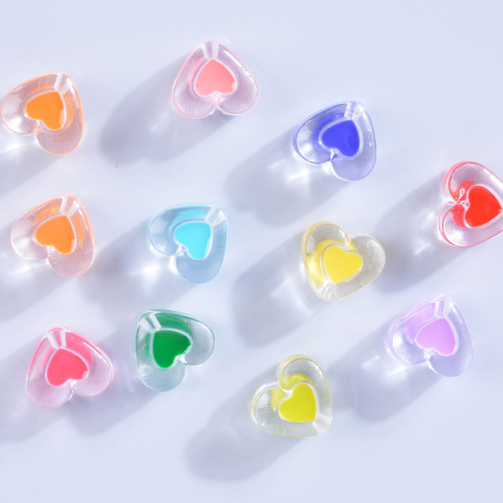 Amazon.co.jp: たっぷり 50個 ハート形 アクリルビーズ オレンジ 透明