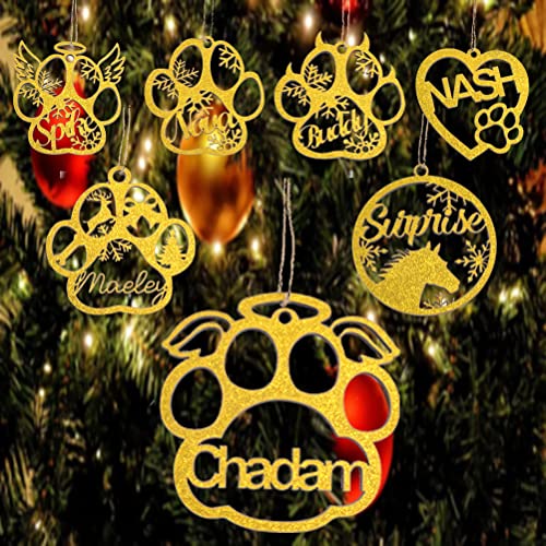 Personalized Custom pet Ornaments?Custom pet Ornament?Cats and Dogs Pet Names Custom Christmas Tree Wood Ornaments?Dog paw Ornament?cat paw Ornament?paw Print Christmas Ornament (cat paw Wings)