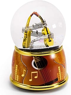 Music Theme Dual Guitars with Painted Base Musical Water/Snow Globe - Many Songs to Choose - Jingle Bells