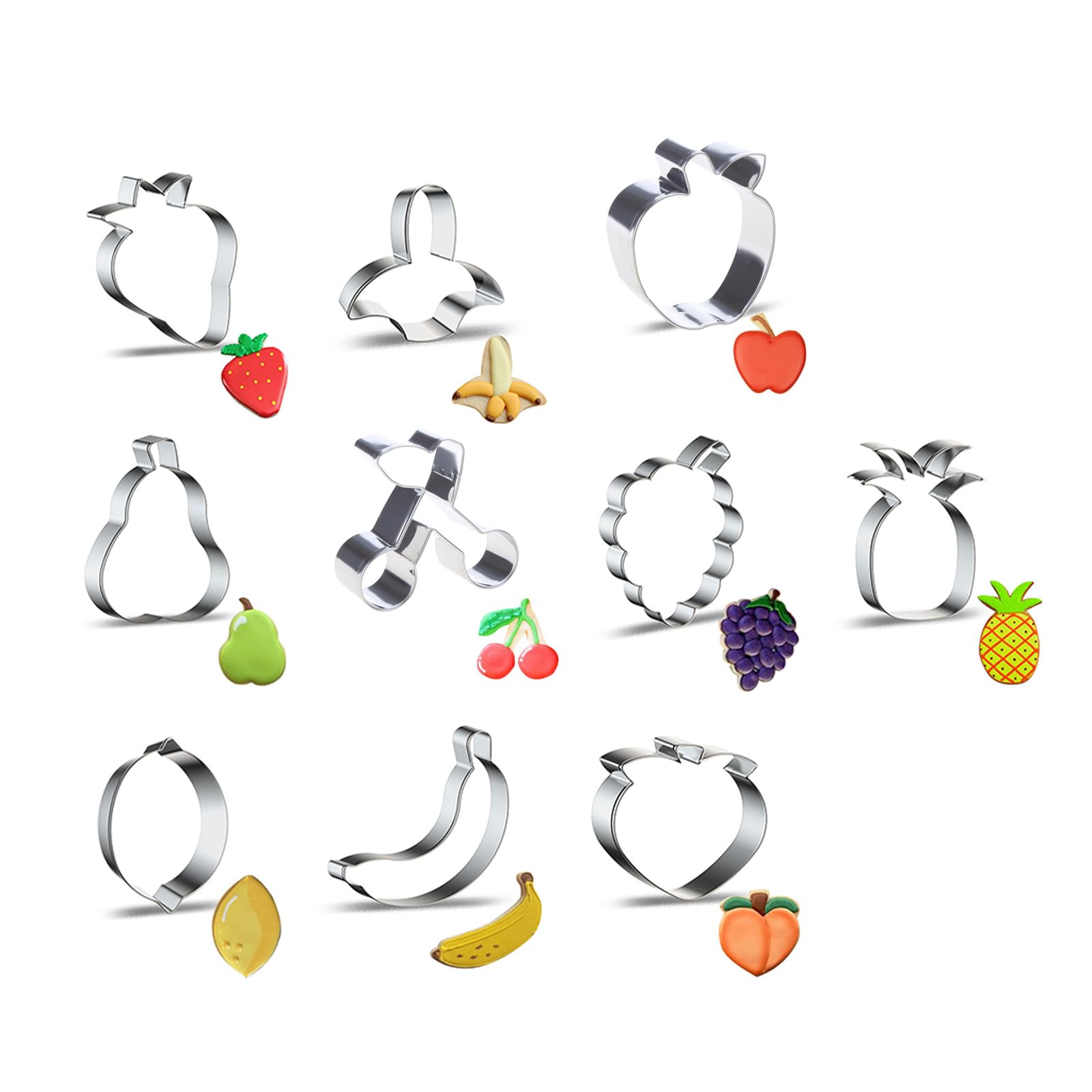 Kalttoy Fruit Cookie Set Stainless Steel Fruits Shape Cookie Cutter Molds Pineapple Pattern Shapes Baking Mold Fruit Shapes Stainless Steel