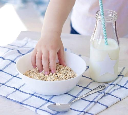 Miniatura 4 de HaWare - Juego de 12 cucharas para niños pequeños, utensilios de acero inoxidable para preescolar, juego de cubiertos pequeños con patrón martillado