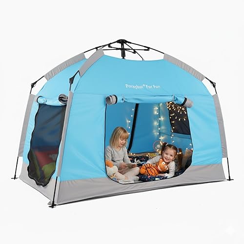 Easy Set Up Kids Playhouse with Nice LED Light Strip and 3 Large Opens,Portable Children Play Tent & Privacy Room for Indoor & Outdoor Games with