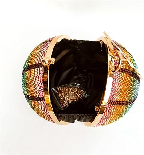 Miniatura 8 de UMREN Bolso de mano con forma de baloncesto para mujer con diamantes de imitación redondo con bola de cristal para fiesta de boda negro - B, Negro