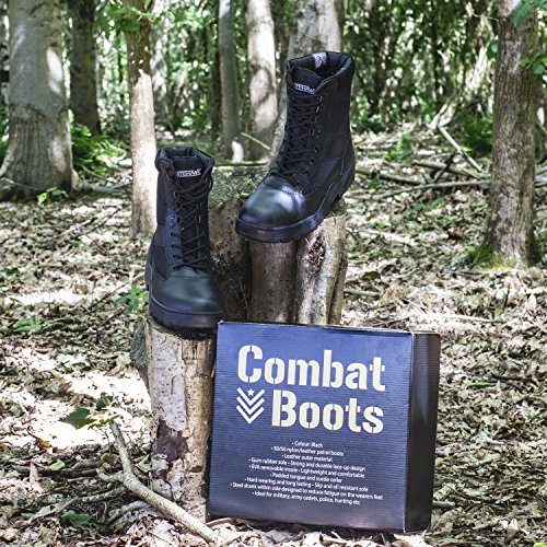 NITEHAWK Army/Military Patrol Black Leather Combat Boots Outdoor Cadet Security - Image 4