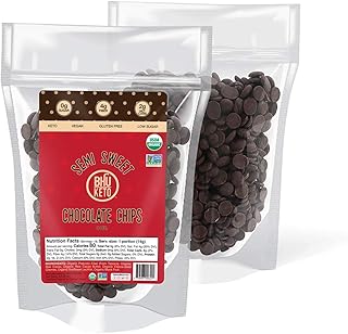 BHU FOODS Keto Semi Sweet Chocolate Chips - 0g Sugar, 2g Net Carbs - Organic & Vegan Baking Chocolate made with Dairy-Free...