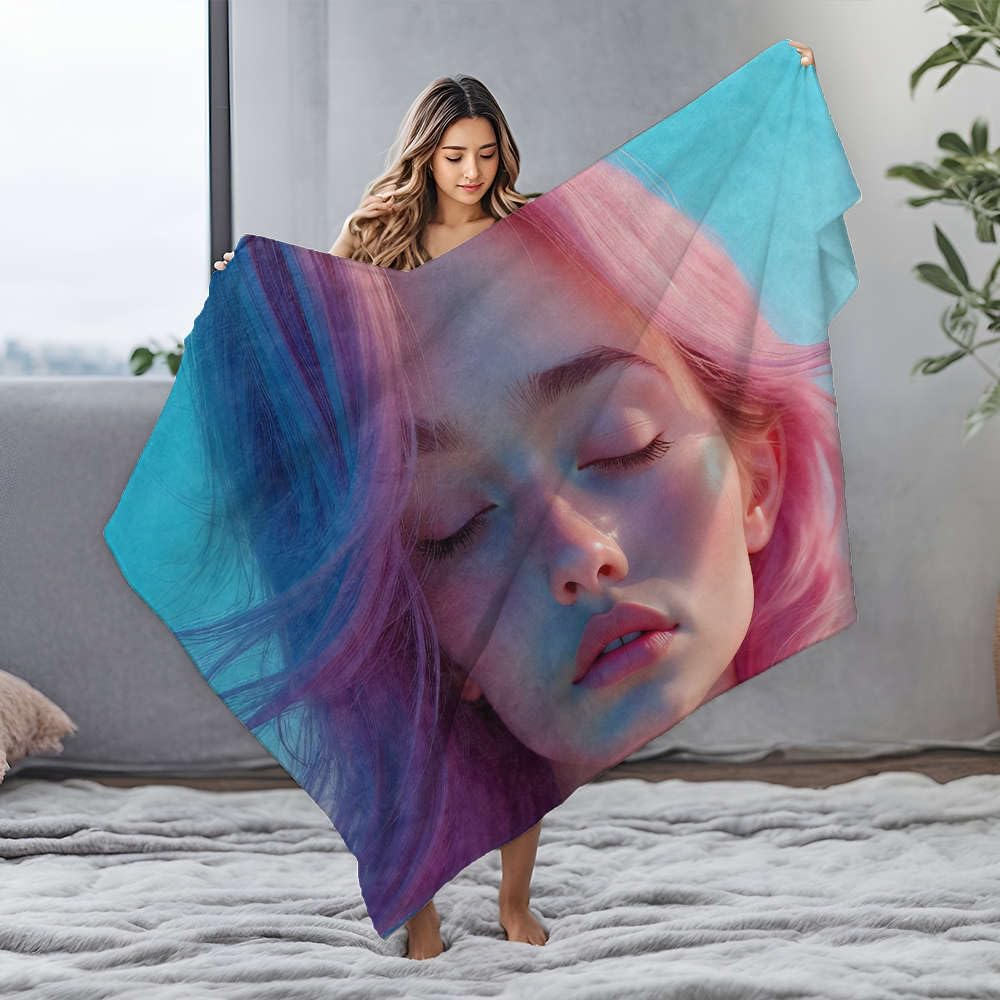 Couverture en flanelle contre le froid plaid doux yeux fermés