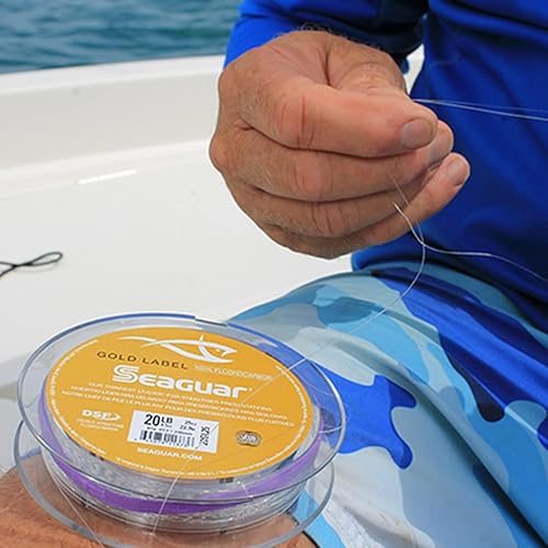 Miniatura 11 de Seaguar Gold Label Línea líder de pesca en agua dulce y salada para agua clara, 100% fluorocarbono, transparente, varios tamaños
