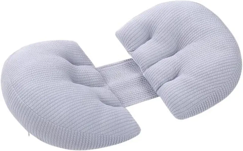 Almofada Travesseiro Ajustável Para Grávida Tecido Aveludado (Cinza).