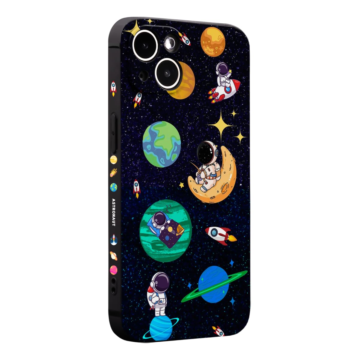 WOFOLE Compatible with iPhone 15 Plus Case for Boys Girls Cute Cartoon Astronaut Rocket Design Aesthetic Shockproof Designer Cool Phone Case for