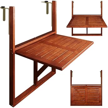 Deuba Folding Hanging Balcony Table with FSC  Certified Acacia Wood 64 x 45 x 87 cm Hanging Balcony Table