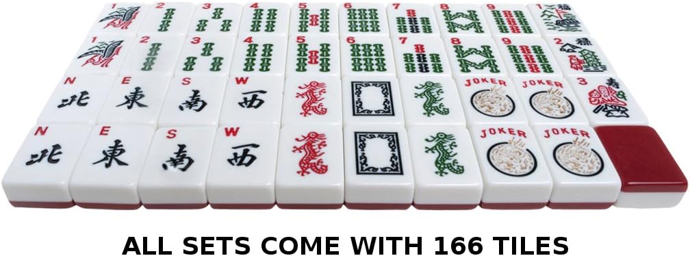 Set - White/Burgundy Tiles, Classic Pusher Arms - Silver Aluminum Mahjong Case