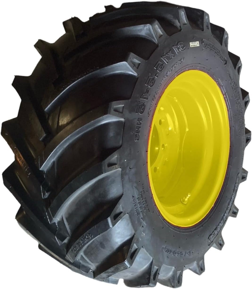 (1) 31X15.5-15 Trencher/Skid Steer Tire on Wheel/Rim (8 lug) for New Holland -Extra Wide/High Flotation- Forerunner I-3 QH645-31X15.5-15 - 12PLY (Left Side Mount)