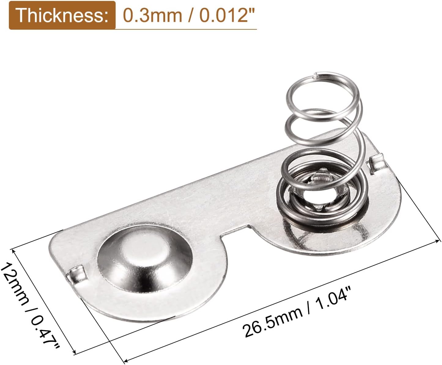 MECCANIXITY Battery Spring Plate AA Battery Spring Contact Nickel Plate 26.5mmx12mm 10 Pcs