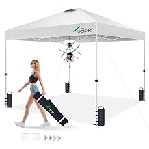 Acepic 10x10 Pop Up Canopy Tent, Easy Setup Portable Shelter, White, 10*10 | 1-Push Center Lock 10x10 Pop Up Canopy Tent with 3-Layer Reinforced Fabric, Vented UV Top &amp; Wheeled Bag for Outdoor Party