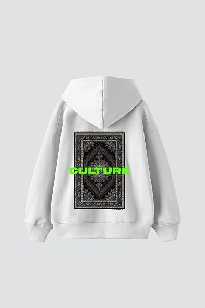 Culture Etnik Baskılı Oversize Unisex Premium Siyah