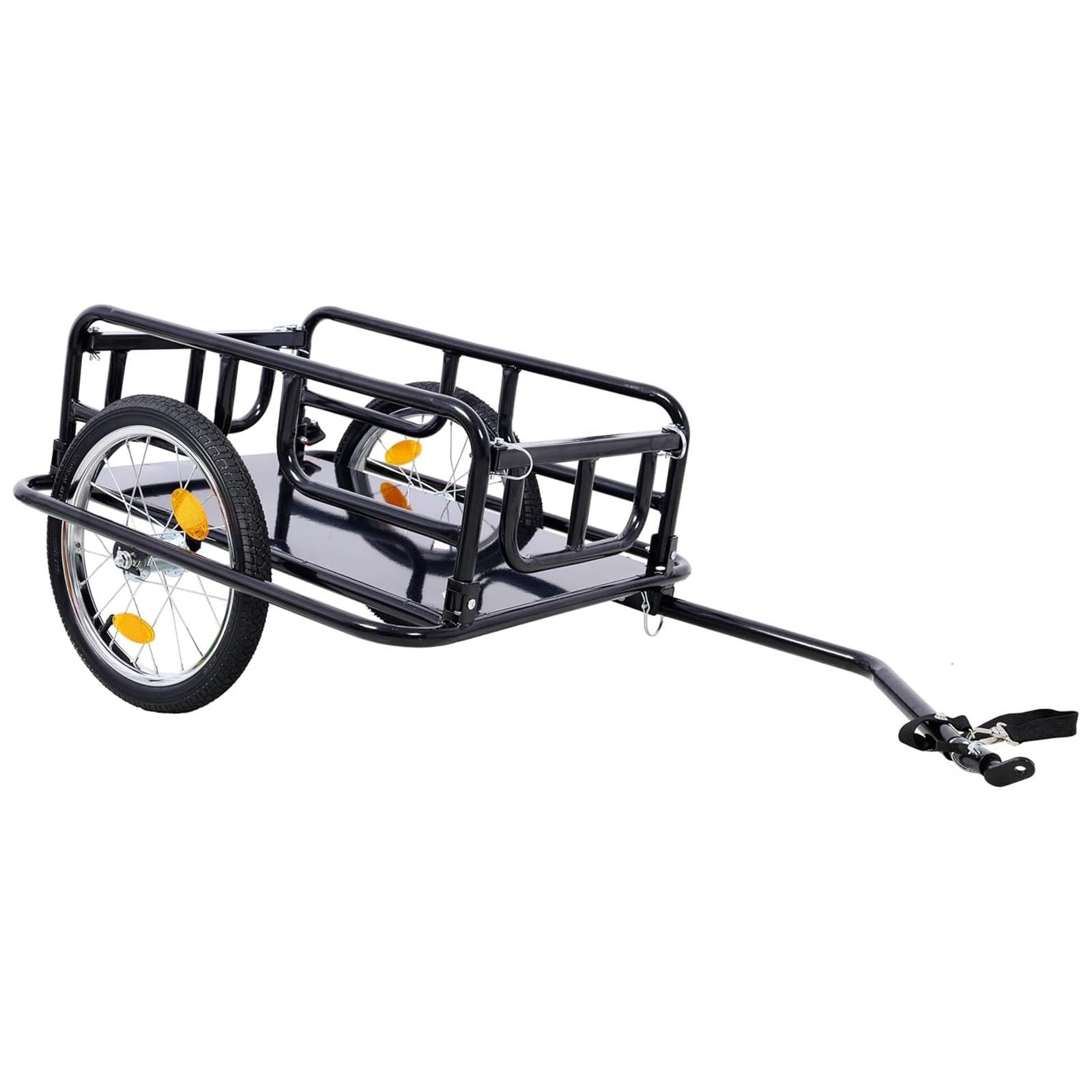 Remolque de carga para bicicleta, carro de bicicleta plegable con ruedas de 16 pulgadas y reflectores, carrito de almacenamiento para transportar equipaje y herramientas