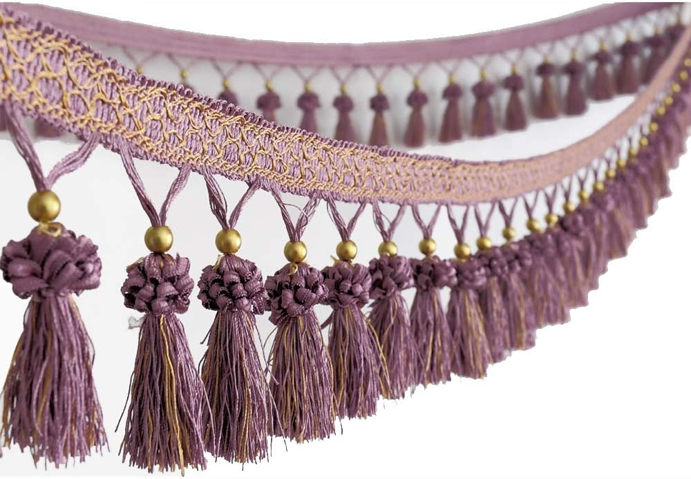 6yard Cloth Curtain Sewing Tassel Fringe Trim Bead Braided Accessories Home DIY Decoration Supplies T2849 (E Gold)