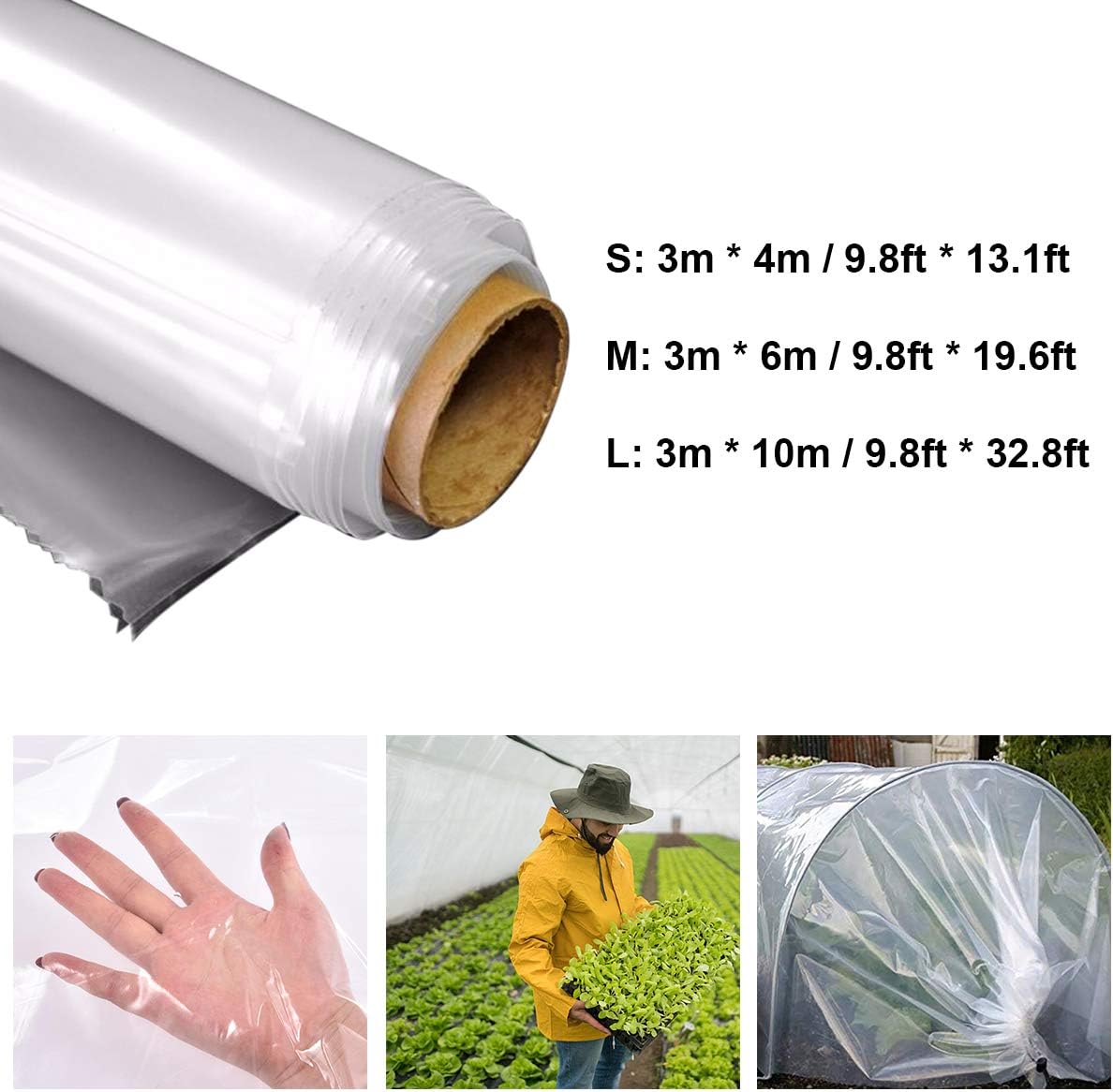 Garden Poly Tunnel, Plastic Covering Greenhouse Film Greenhouse Replacement Cover for Harsh Weather Resistance & Seed Germination