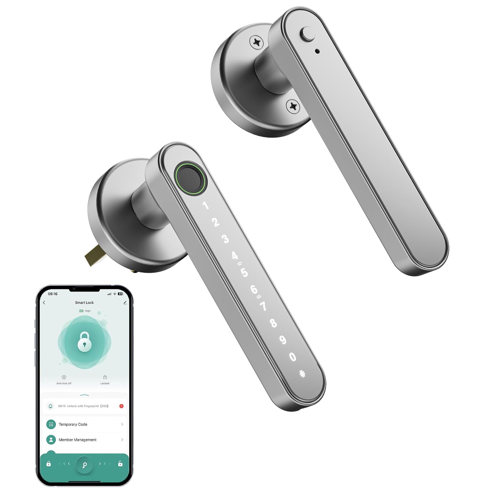Smart Fingerabdruck-Türschloss, schlüsselloses Türschloss für Haustür
