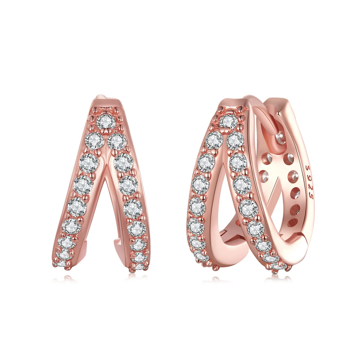Créoles Huggie fendues argent sterling or blanc et rose, le cadeau idéal - 8