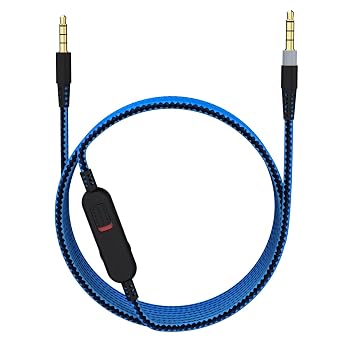Alitutumao Upgrade HyperX Cloud Audio Cable 3.5mm Headphones Aux Cord with Inline Mute & Volume Control Compatible with HyperX Cloud Mix Cloud Alpha, Logitech G933 G633 Gaming Headsets, No Mic, Blue
