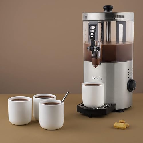H.Koenig Distributeur à Chocolat Chaud Acier inoxydable SHK800, 1200W, Cuve amovible de 3L, Thermotast réglabable, Maintien au chaud, Système anti-goutte, Compatible Lave-vaisselle - 6
