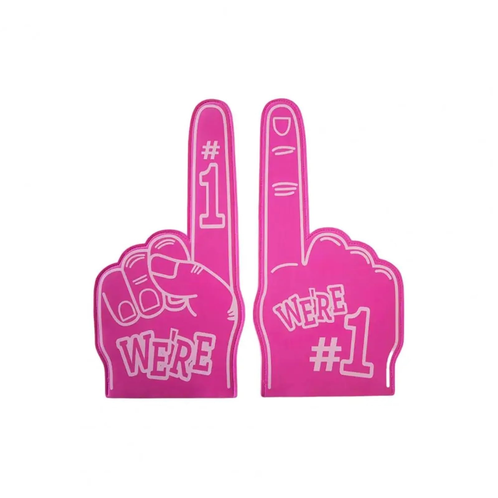 2pcs Cheerleading Foam Finger We're Number 1 Hand Sports Events Celebration Victory Fan Cheering Prop for Parties Celebration(Pink)