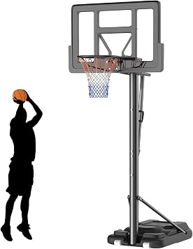 Adjustable Height Basketball Hoop Outdoor Portable Basketball Goal with Wheels for Youth Teens Adults
