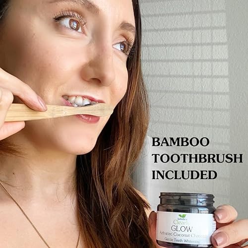 Miniatura 7 de Clearly GLOW - Polvo de carbón activado natural para blanquear los dientes + cepillo de dientes de bambú suave  Polvo de dientes 100% puro de grado