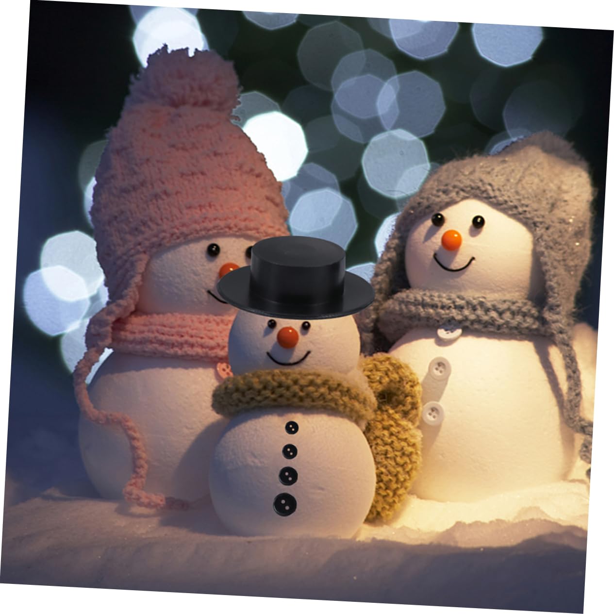 Amosfun 3 Sätze Handgefertigte Accessoires Schneemann Schwarze Zylinder Schneemann-schaltflächen DIY Zubehör Handgefertigte -zubehör Plastik 302 Stück * 3