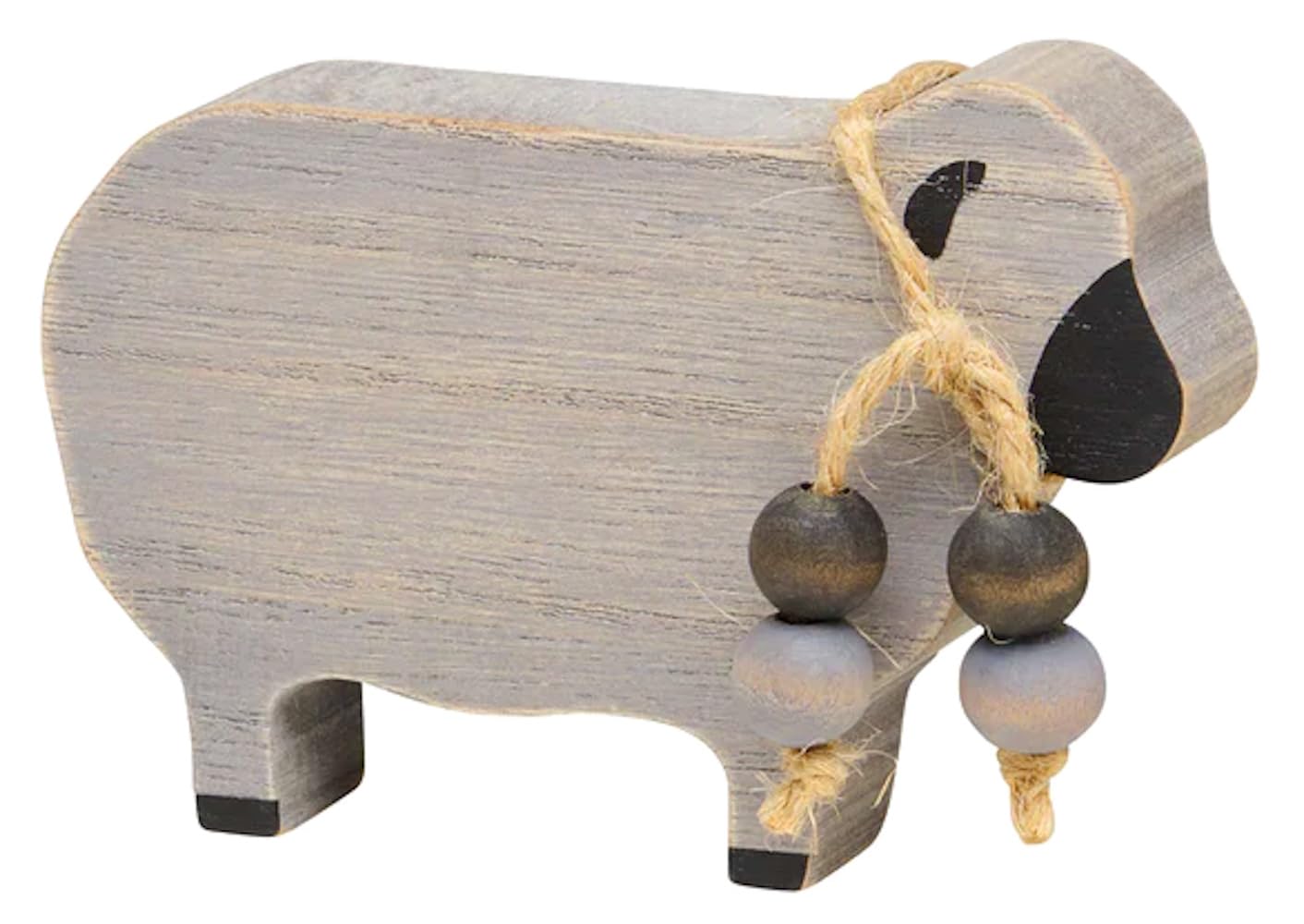 Collins 4"" Grey 'Buddy' Sheep Sign - Sheep Decor - Farmhouse Easter Decorations - Grey Home Decor, Grey, Black