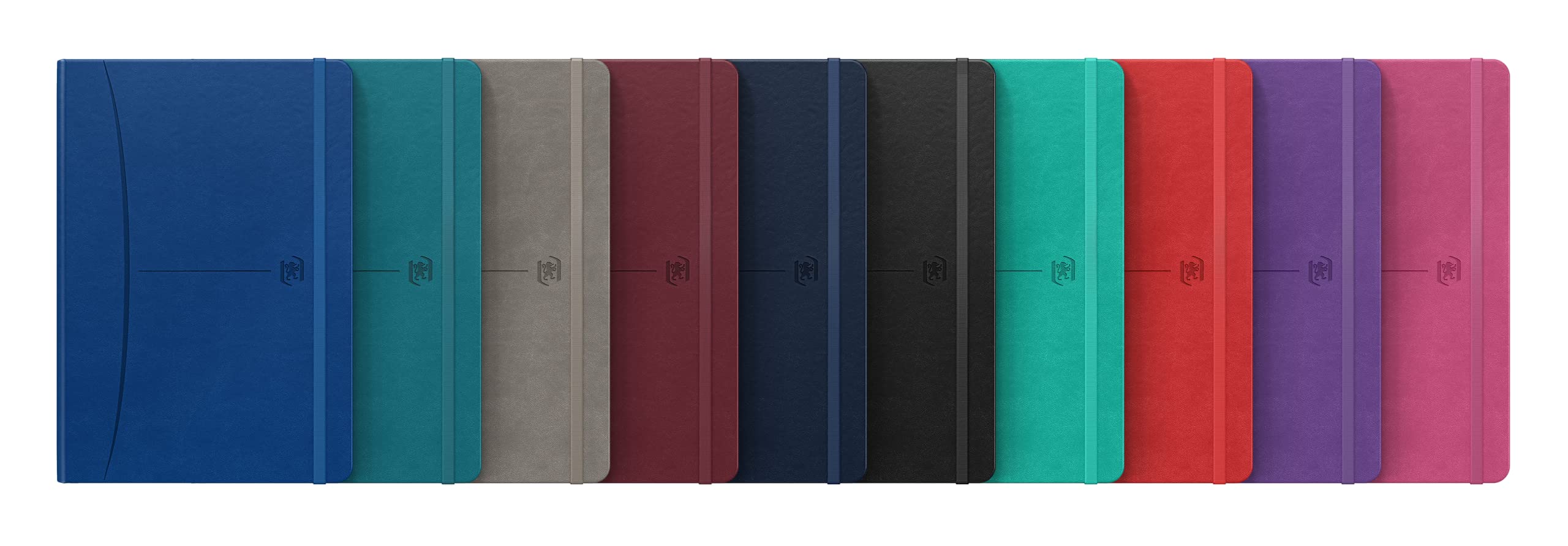 Oxford Notizbuch A5 kariert, Signature, 160 Seiten, Hardcover mit Kunstleder, 10 Farben, 10 Stück