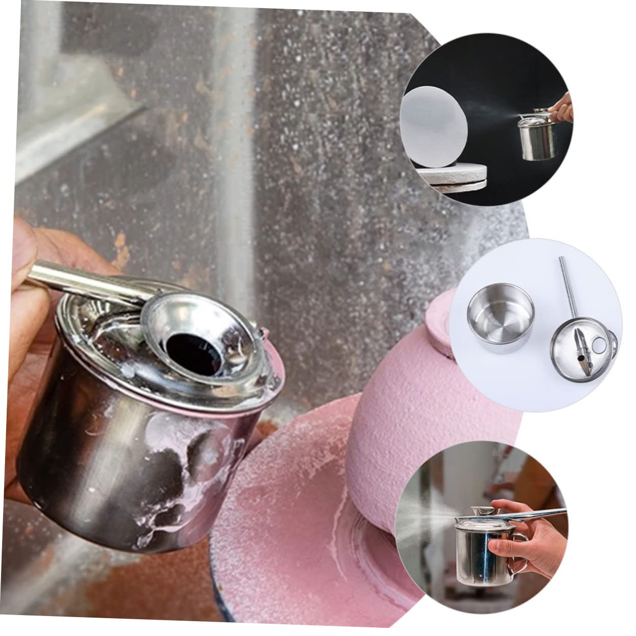 SEWACC 3 Herramientas Para Pintar Cerámica De Acero Inoxidable Para Esmaltar Cerámica Para Artistas De Cerámica.