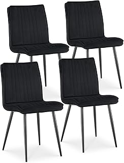 TUKAILAi Set of 4 Black Velvet Kitchen Dining...,