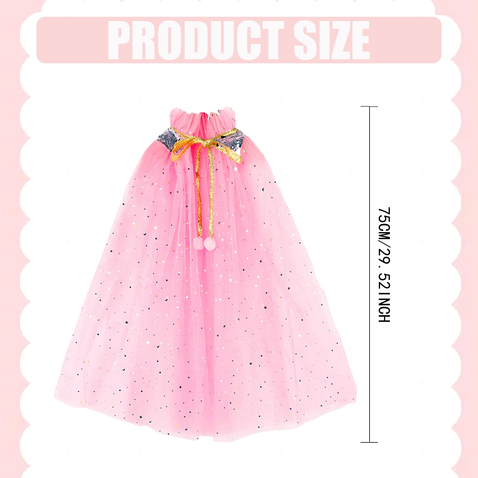 LURVOUS 4 Pcs Princess Costume Set, Princess Cape Princess Cloak Princess Fancy Dress - Image 2