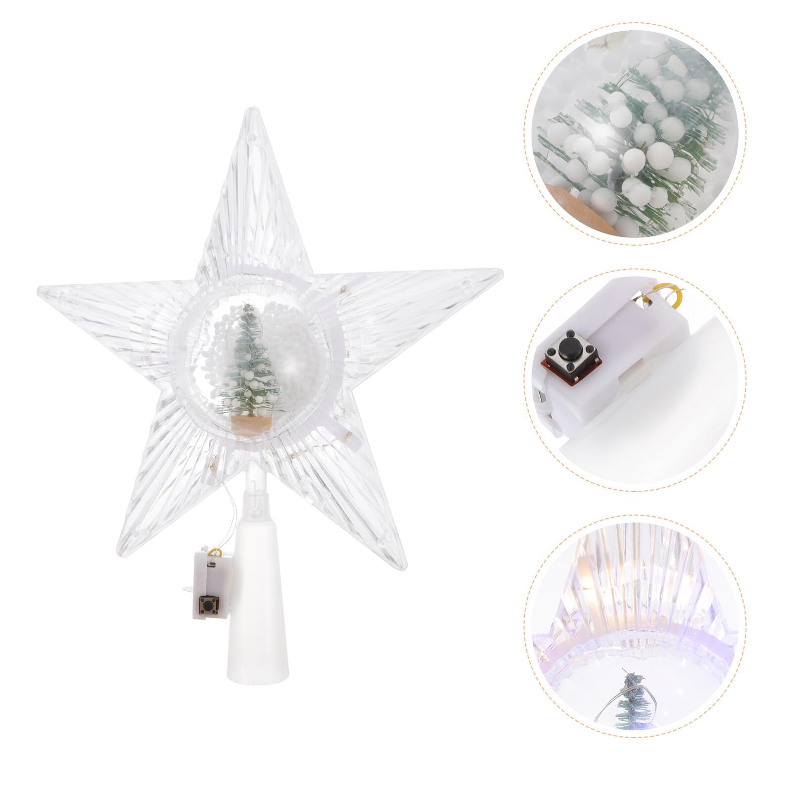 Veemoon Adorno de Navidad Estrella para Árbol Transparente Luz LED Delicado y Decorativo para Fiesta Navideña Adecuado para Casa Hotel y Centro Comercial Diseño de Cinco Puntas